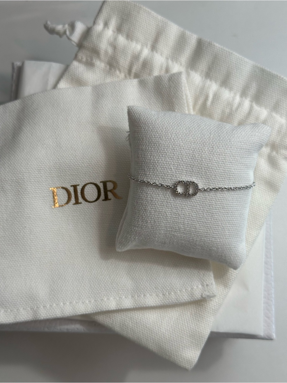 Dior Petit CD Bracelet Silver-Finish Metal and Sparkling Crystals